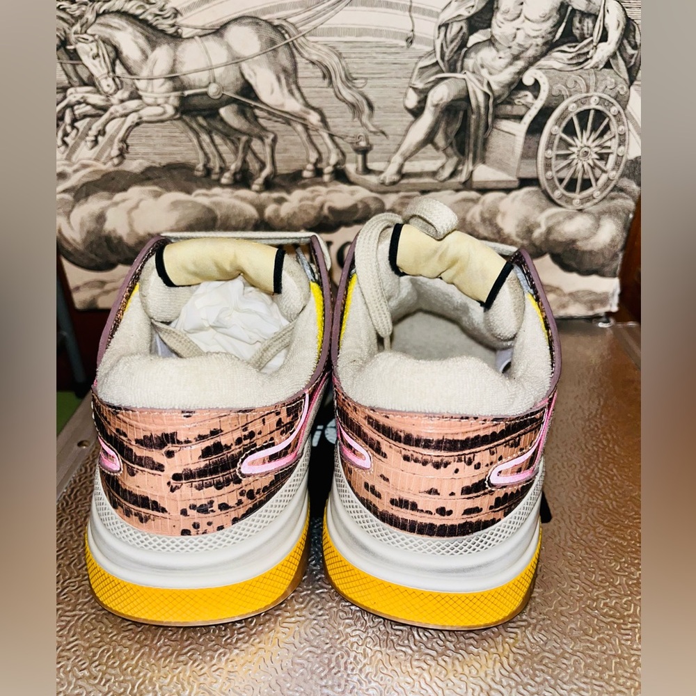 GUCCI Ultrapace Ace Snake Leather Distressed Suede Sneakers - Picture 9 of 12